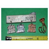 (2) Vintage Brooch Lot: Cat Lovers w/ Enamel Red