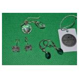 (3) 925 Sterling Pierced Earring Pairs White/Pink