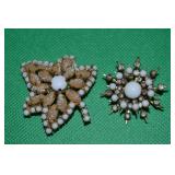 (2) Vtg Brooch Lot w/ Milk Glass +