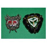 (2) Vintage Brooch Lot w/ Heraldic Crest + Black