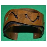 Vtg Double Layer Copper Cutout Cuff Bracelet