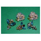 (5) Vintage Small Brooch/Pin Lot w/ Rhinestones