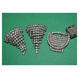 (3) Vtg Rhinestone Jewelry Pcs w/ Triangular