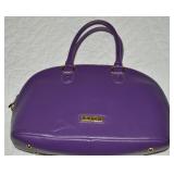 Joy & Iman Purple Domed Leather Satchel Handbag