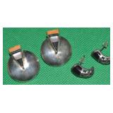 (2) Vtg 925 Sterling Silver Inlay Pierced Earrings