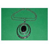 ATI 925 Sterling w/ Black Cabachon Pendant Neck