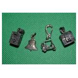 (4) Sterling Silver Charms w/ Prayer Boxes, Golf