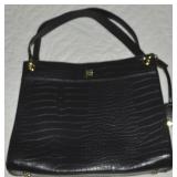 London Fog Brielle Black Vegan Croc-embossed