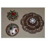 (3) Vtg Pendant/Brooch Lot w/ Rhinestones +