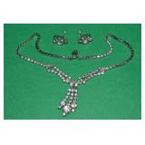 Vtg Kramer Clear Rhinestone Necklace w/ Unsigned