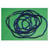 Vtg Lapis Lazuli Beaded 2 Row Strand Necklace