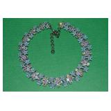 Vtg Kramer AB Rhinestone & Blue Enamel Florals