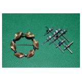 (2) Vtg Krementz Brooch Lot w/ Mod Silvertone RS