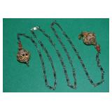 Vtg Etruscan style Goldtone Filigree Lariat Neck