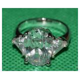 ATI 925 Sterling Large CZ Ring Size 7