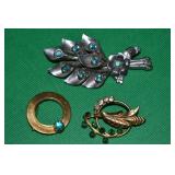 (3) Vintage Rhinestone Brooch Lot
