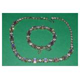 Vtg Goldtone Yellow AB & Clear Rhinestone