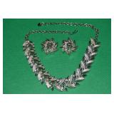 Vtg Silvertone Adjustable Necklace + Clip Earrings