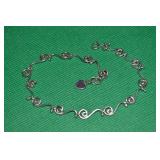 925 Sterling Swirled Link w/ Heart Charm Bracelet