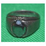 Vtg Sterling Silver Hematite Unisex Ring Sz 9.5