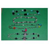 (4) Contempo Silvertone Beaded Bracelets