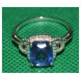 STS Sterling Silver Blue Topaz Ring Size 10