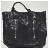 Perlina Python-embossed Black Leather Handbag