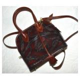 Vtg Bruno Benvenuti Italy Tooled Leather Handbag
