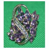 925 Sterling Thailand Amethyst Statement Ring