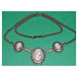 Antique Gold Filled 3 Part Cameo Necklace 16.5"