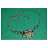 Vtg Coro Goldtone Faux Pearl Necklace 15"