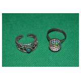 (2) Vintage Silvertone Costume Rings w/ Prizm