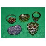 (5) Goldtone Costume Jewelry Rings