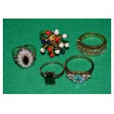 (5) Goldtone Costume Jewelry Rings