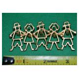 Vintage AJC Goldtone People Brooch