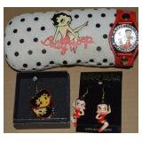 Betty Boop Watch, Eyeglasses Case + (2) PIerced