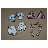 (4) vintage Silvertone Clip Earrings w/1 Sarah