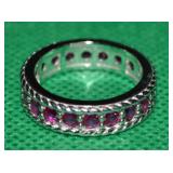 925 Sterling Silver Lab Ruby Ring Size 7