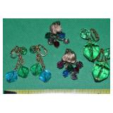 (3) Vtg Clip Earrings w/ Drop Crystals: Germany +