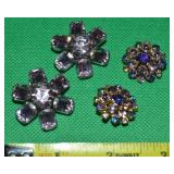 (2) Vintage Clip Earrings w/ Rhinestone Austria