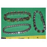 (3) Contempo Silvertone Mutligem Bracelets