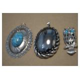 (3) Vintage Silvertone Pendants w/ Hematite,