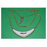 (2) Vtg Monet Goldtone Necklaces w/ Crystal +