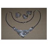 BR KRN Silvertone Clear Crystal Necklace +