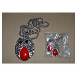 Contempo Silvertone w/ Red Accent Owl Jewelry