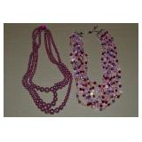 (2) Vintage Multistrand Necklaces w/ AB Pink RS