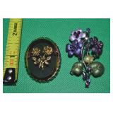 (2) Flower Motif Brooch Lot