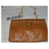 Vtg Morris Moskowitz Brown Leather w/ Gold Accents