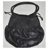 Bohdi Black Pebbled & Pleated Leather Handbag