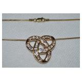 925 Sterling Vermeil CZ Celtic Trinity Knot 18"